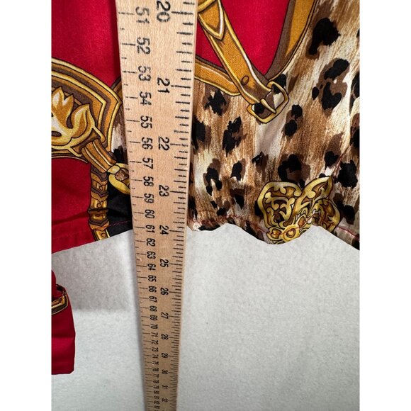 VTG Spencer Jeremy 10% Silk leopard chain print satin blouse 90s sz 6 - Picture 6 of 6